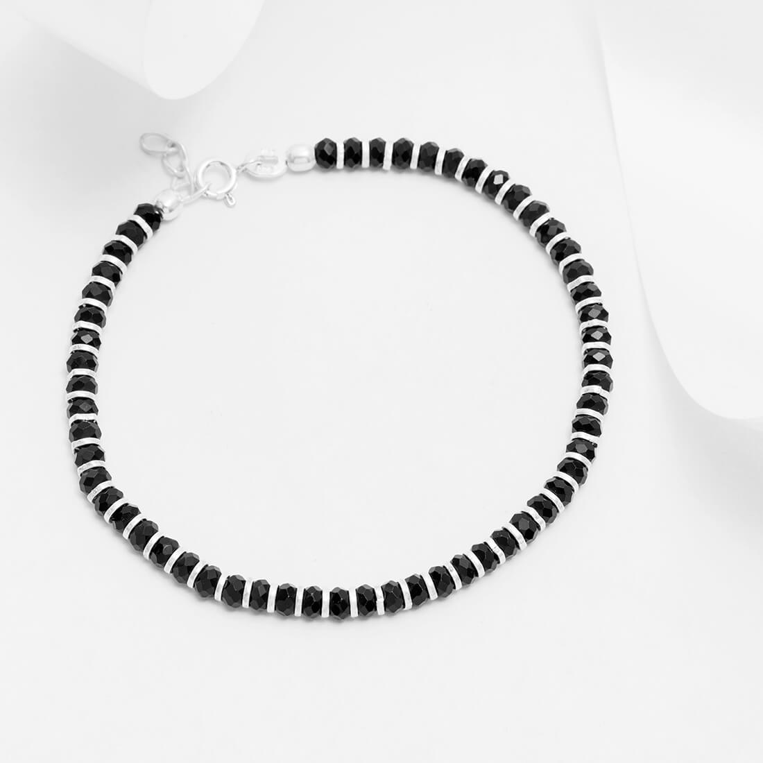 Silver Black Bead Bracelets