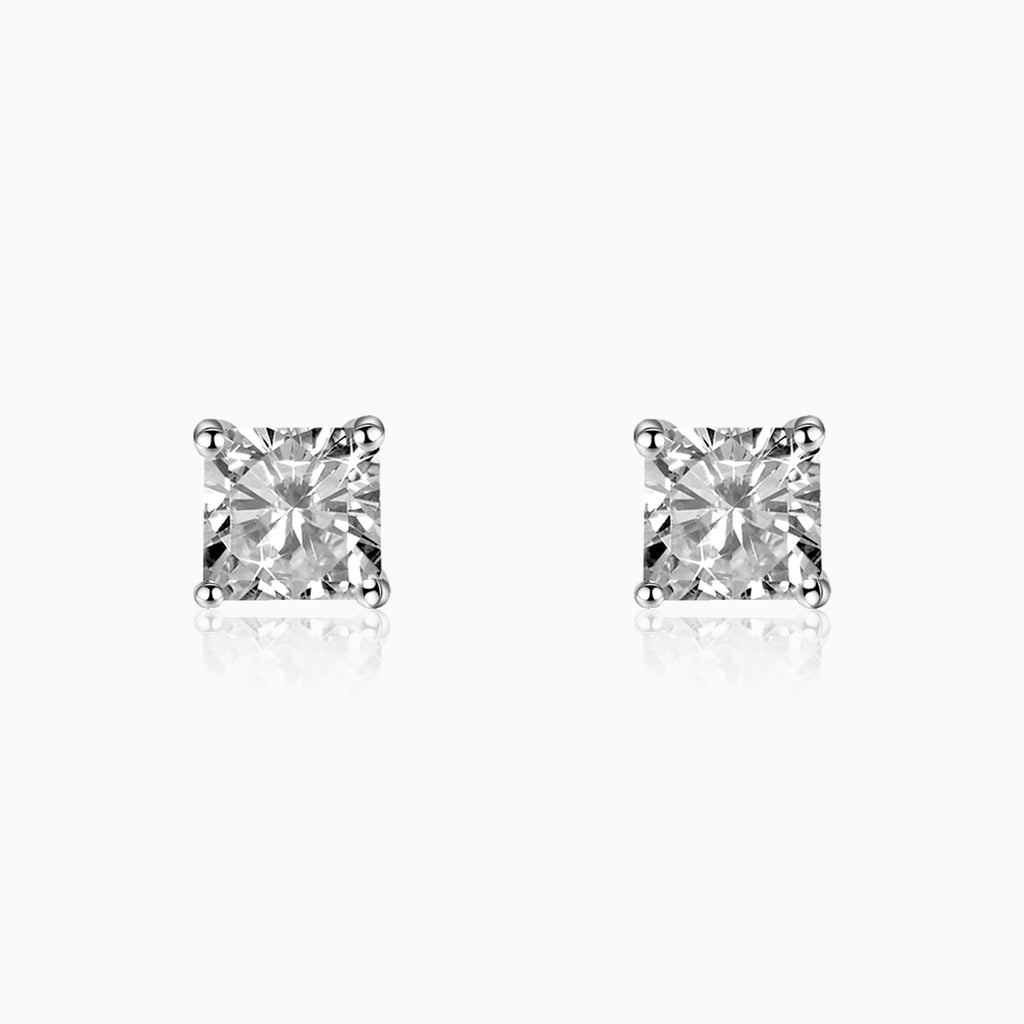 Silver Square Studs Earrings