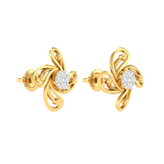 18KT YELLOW GOLD LILY REAL DIAMOND EARRINGS