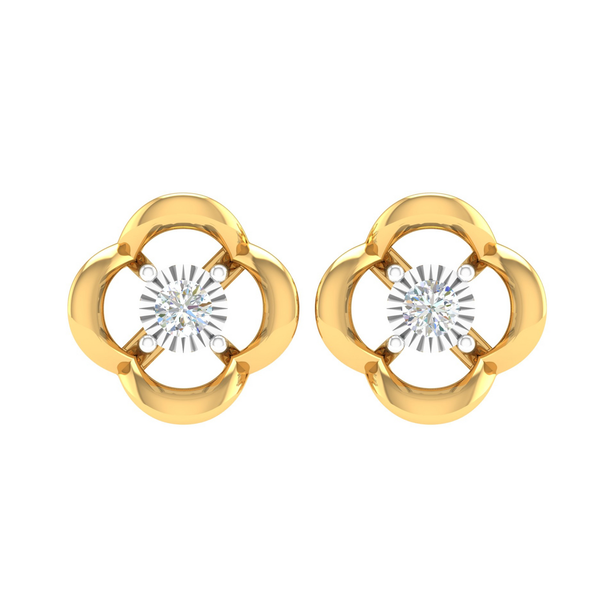 18KT YELLOW GOLD FLORENCE REAL DIAMOND EARRINGS