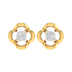 18KT YELLOW GOLD FLORENCE REAL DIAMOND EARRINGS