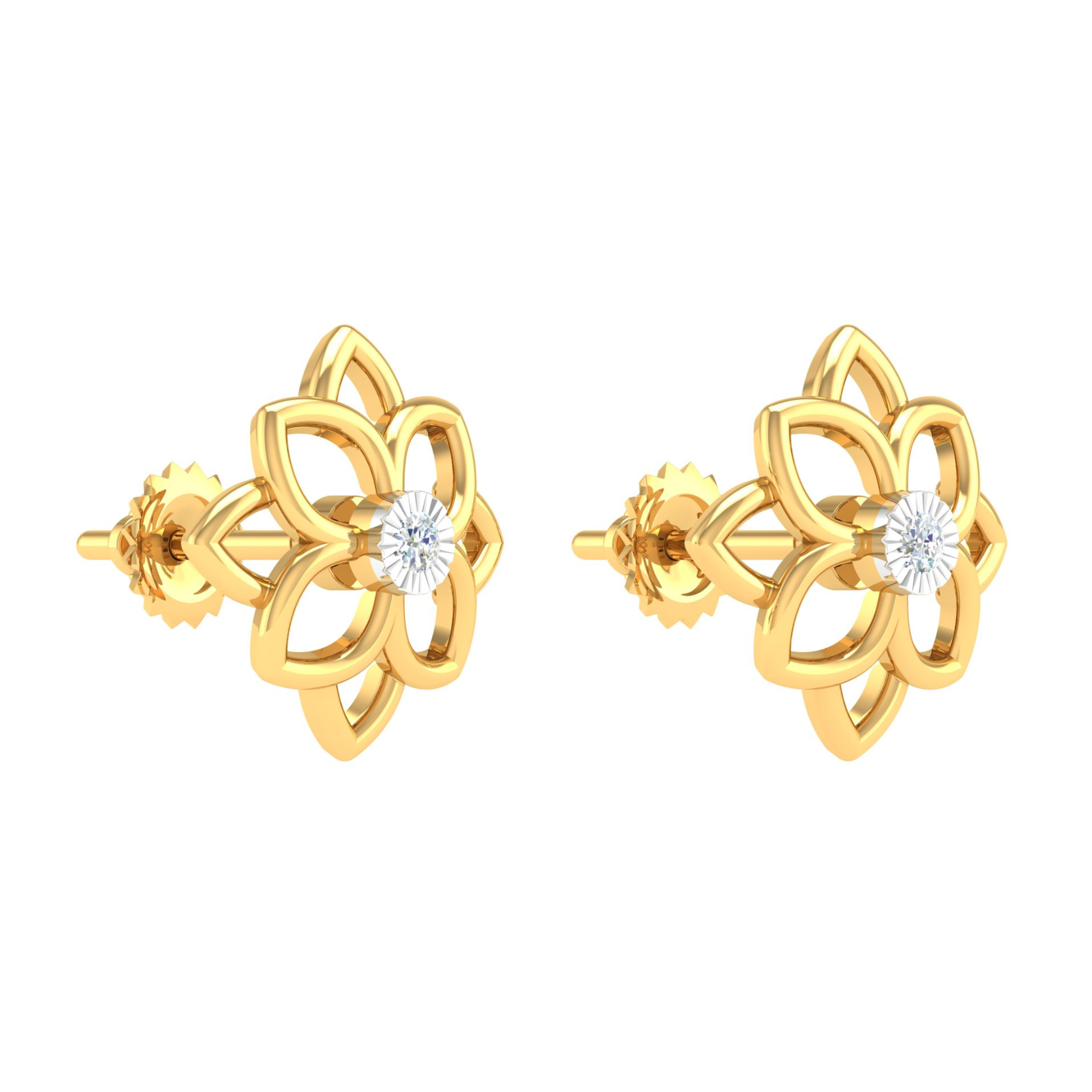 18KT YELLOW GOLD VICTORIA REAL DIAMOND EARRINGS