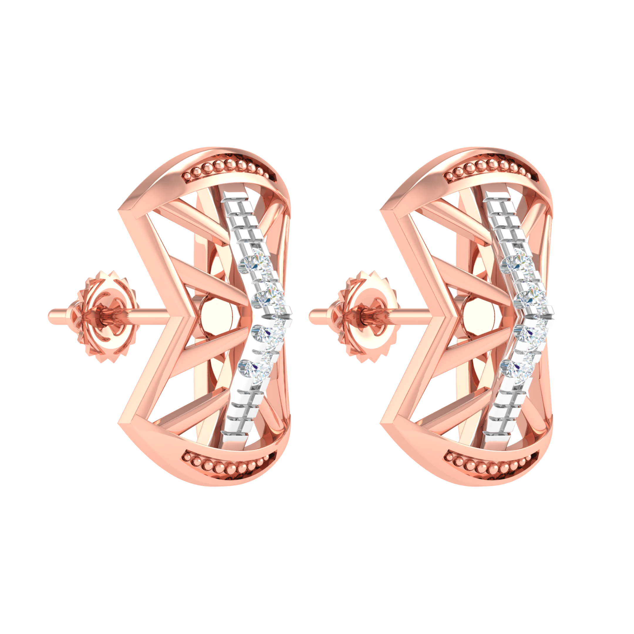18KT ROSE GOLD LILY REAL DIAMOND EARRINGS