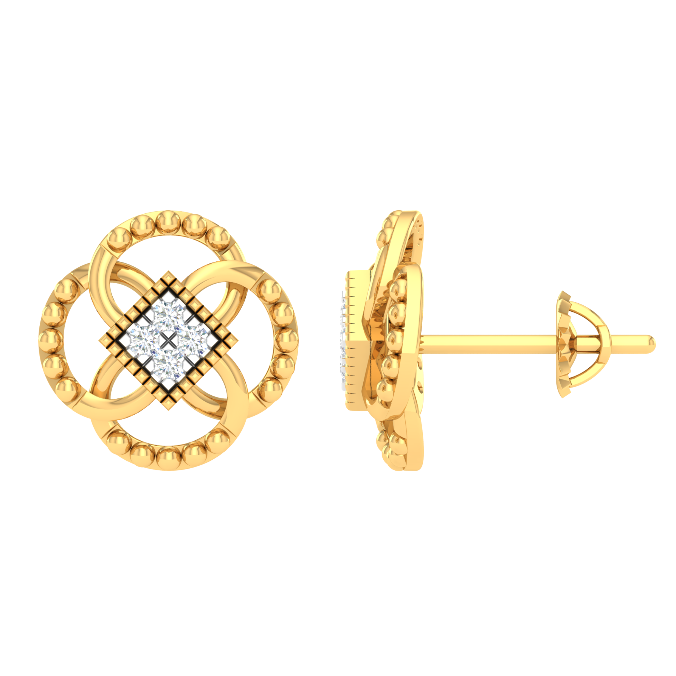 18KT YELLOW GOLD AMIRM REAL DIAMOND EARRINGS