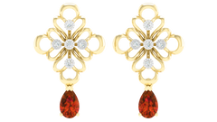 Exquisite Gold Earrings with Radiant Red Diamonds