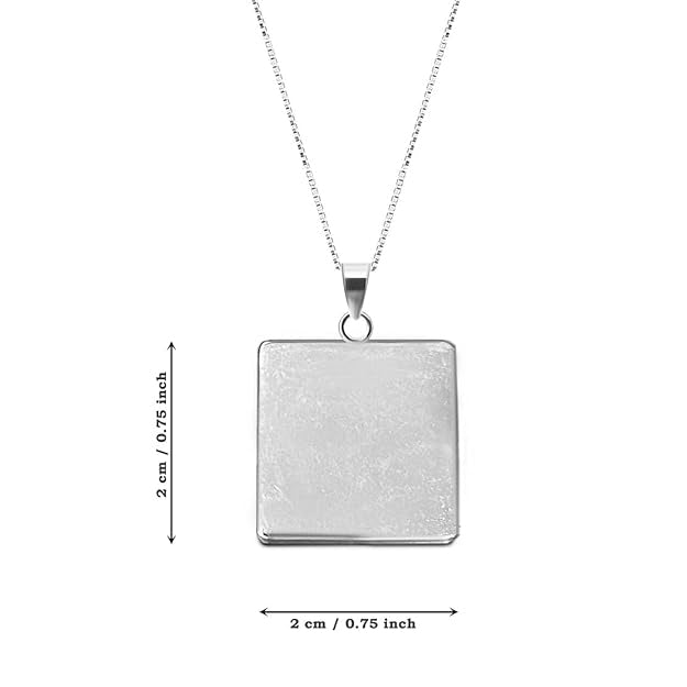 Unisex Square Piece of Silver Pendant in 100% Pure Sterling Silver For Men Women Girls Boys | Chandi ka Chokor Tukda | With Certificate of Authenticity | Pendant | Necklace | Dollar | Locket |