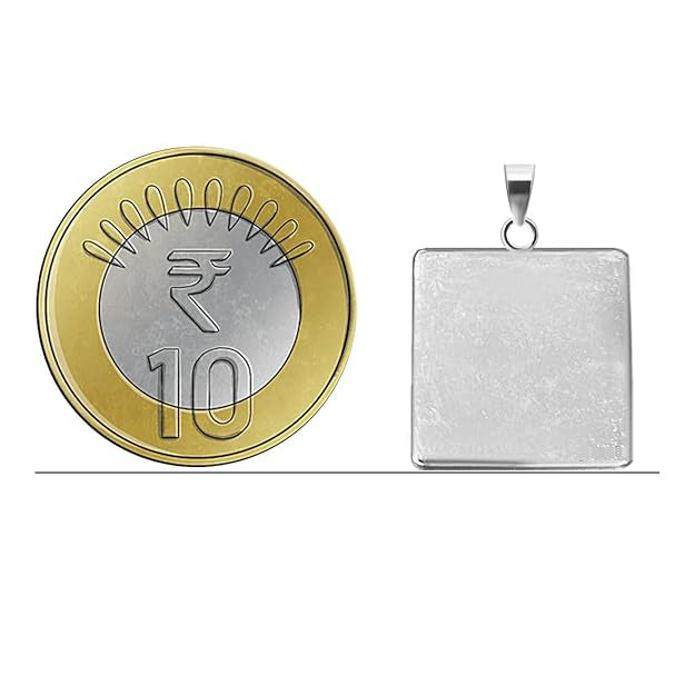 Unisex Square Piece of Silver Pendant in 100% Pure Sterling Silver For Men Women Girls Boys | Chandi ka Chokor Tukda | With Certificate of Authenticity | Pendant | Necklace | Dollar | Locket |