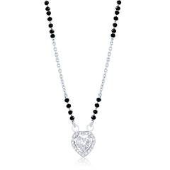 925 Sterling Silver Heart Shape Solitaire Mangalsutra Studded With Cubic Zirconia.