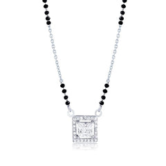 925 Sterling Silver Cubic Zirconia Studded Scarllet Mangalsutra With Link Chain For Women