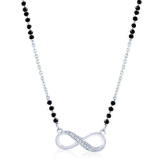 925 Sterling Silver Cubic Zirconia Studded Infinity Love Mangalsutra Pendant With Link Chain