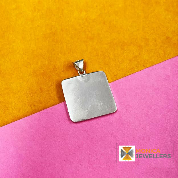 Unisex Square Piece of Silver Pendant in 100% Pure Sterling Silver For Men Women Girls Boys | Chandi ka Chokor Tukda | With Certificate of Authenticity | Pendant | Necklace | Dollar | Locket |