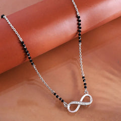 925 Sterling Silver Cubic Zirconia Studded Infinity Love Mangalsutra Pendant With Link Chain