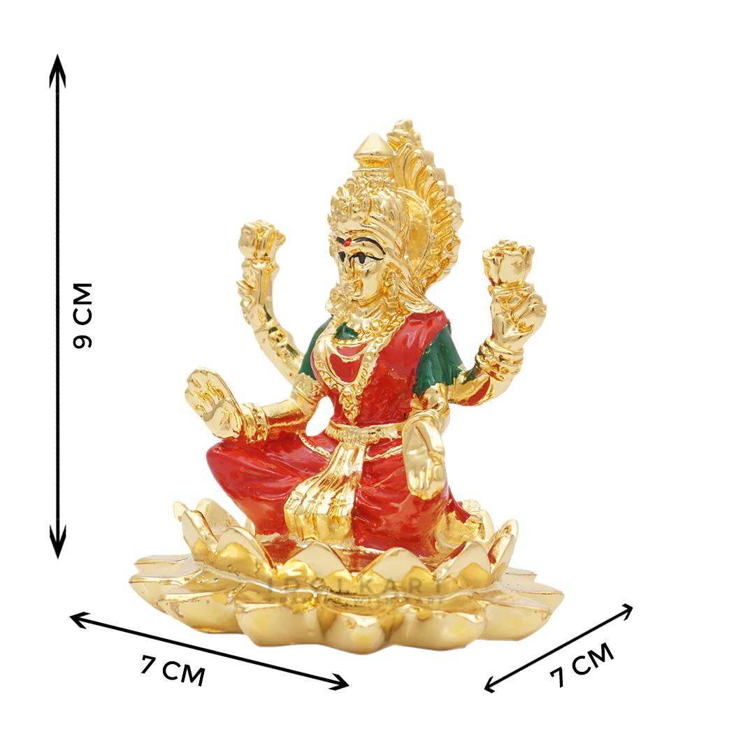 999 Gold Coated Laxmi Murti on Lotus| Dhan Laxmi Hindu Goddess| Laxmi Idols