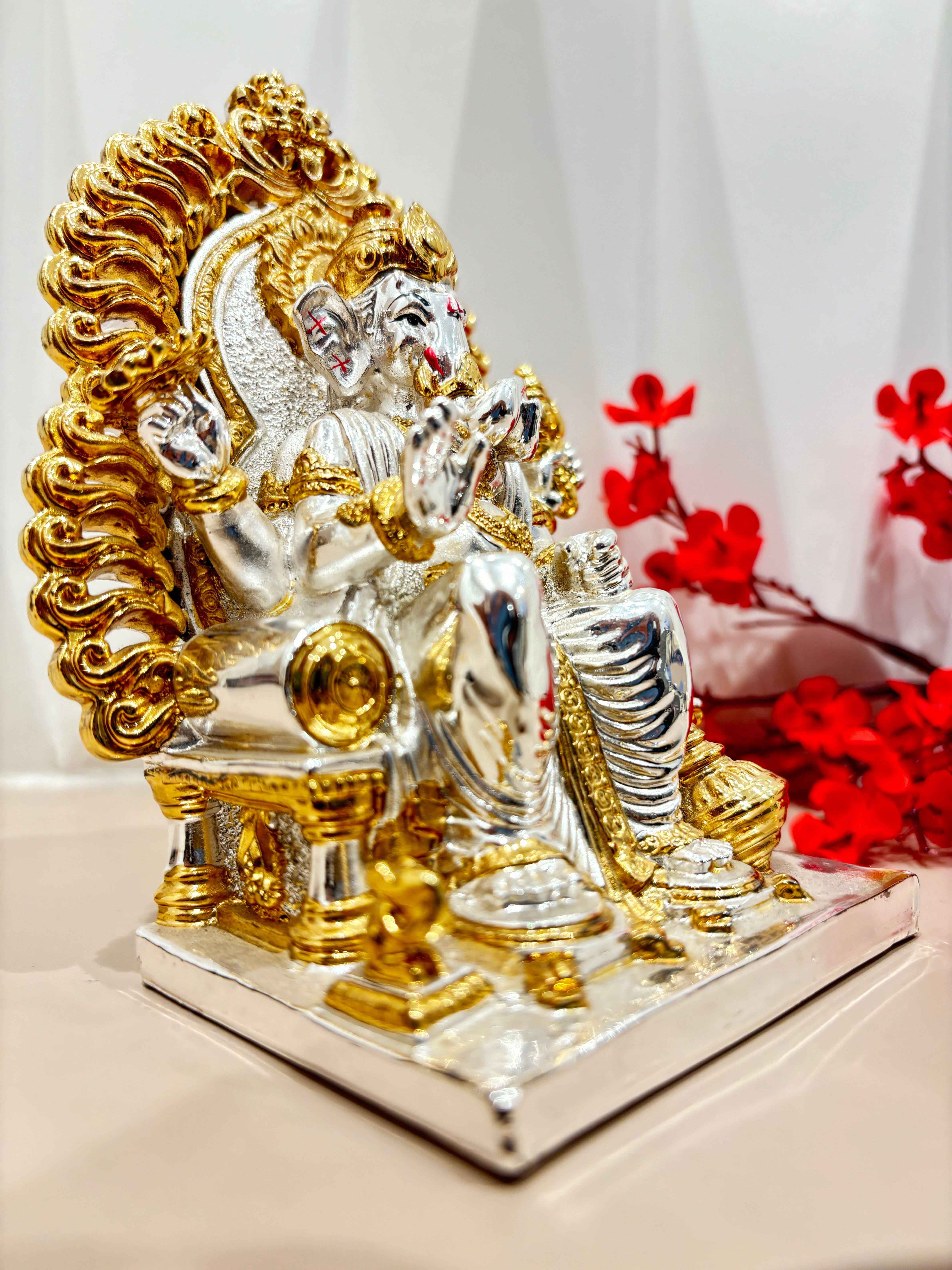 999 Gold Silver Coated Ganesh Idol For Home | Ganpati Bappa Morya Idol Statue