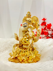 999 Ganesh Murti on Lotus | Authentic Gold Coated Ganesh Idol For Home | Small Ganesh Murti