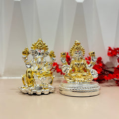 999 Gold Plated Lord Ganesh and Laxmiji Murti For Home Decor and Temple at home