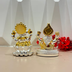 999 Gold Plated Lord Ganesh and Laxmiji Murti For Home Decor and Temple at home