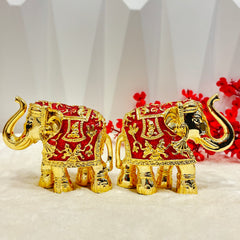 24 Carat Pure Gold Coated & 999 Pure Gold Elephant for Pooja,(Bronze, Multicolor)