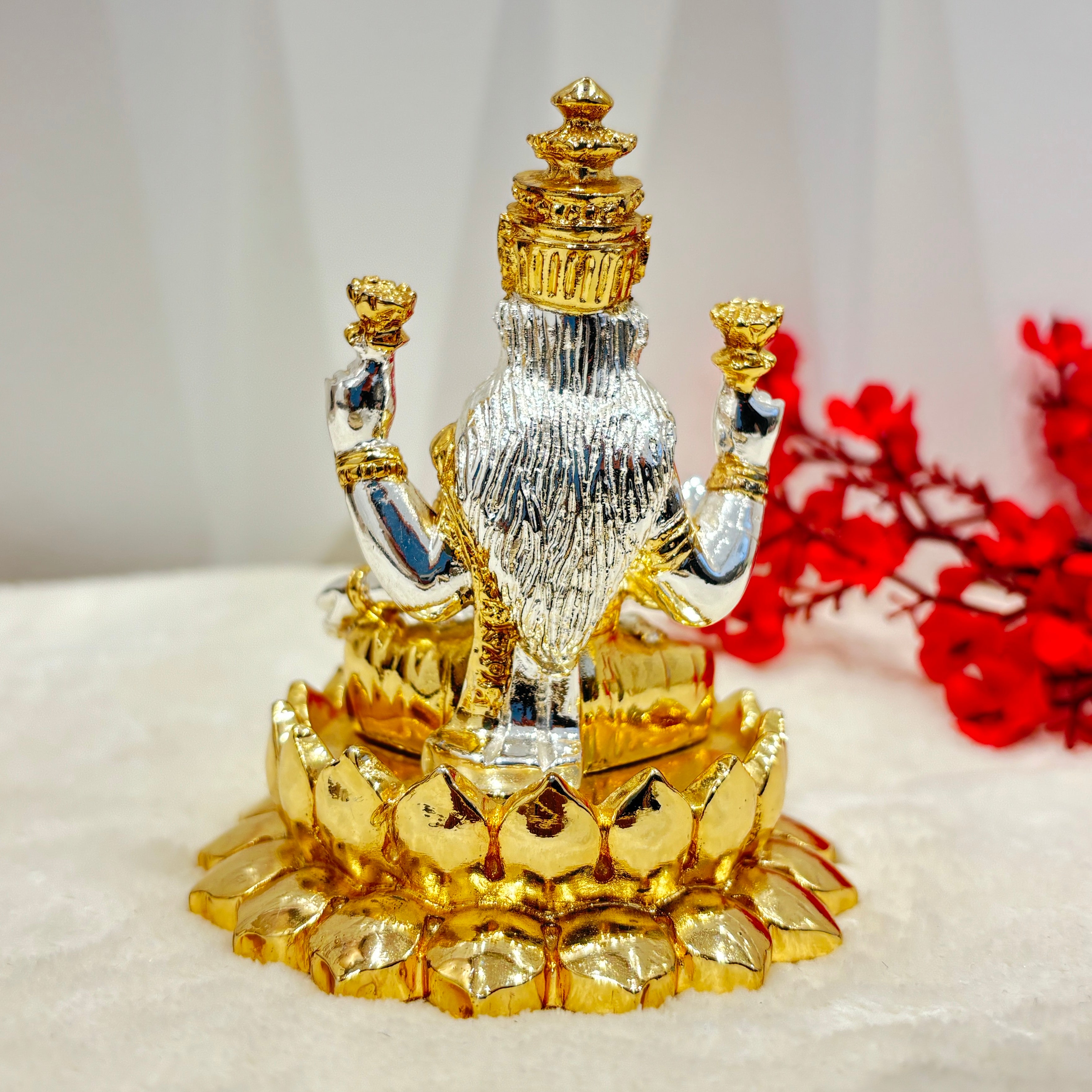 999 Silver Plated Goddess LAXMI Ma Statue Figurine