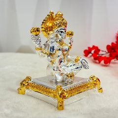 999 Silver Plated Goddess LAXMI Ma Statue Figurine .Elevate your home decor with this goddess LAXMI figurine. Made with silver plating, it adds a touch of elegance to any room