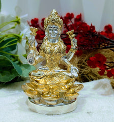 999 Gold-Coated Lakshmi Murti Sitting on Lotus – Exquisite Idol for Home, Office, and Special Occasions