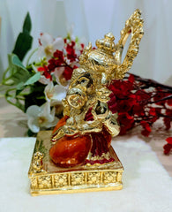 24K Gold and 999 Silver Plated Ganesha Idol for Pooja Room, Ganpati Murti for Gift