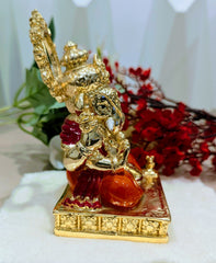 24K Gold and 999 Silver Plated Ganesha Idol for Pooja Room, Ganpati Murti for Gift