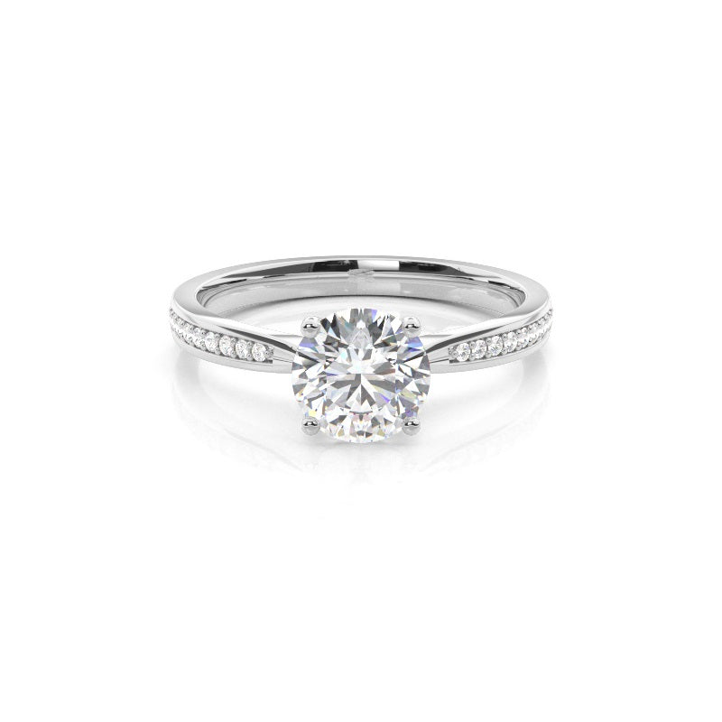 Silver Zircon Studded Solitaire Ring