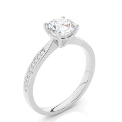 Silver Zircon Studded Solitaire Ring