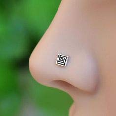 925 sterling Silver Trendy Square Antique oxidized nose pin for womens