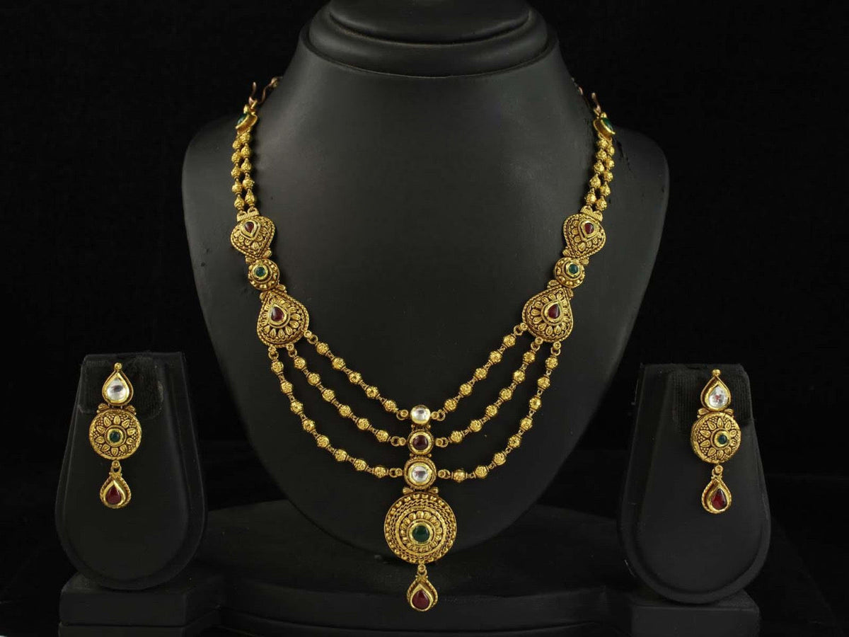 TRISHTY® 22KT Jadtar Necklace Set For Women