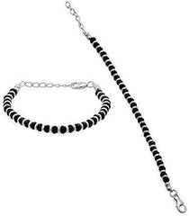 Black Bead Crystal Nazariya Bangle/Bracelet925 Sterling Silver (Chandi)