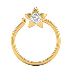 Yellow Gold Diamond Nose Pins for Woman (Star)  18KT