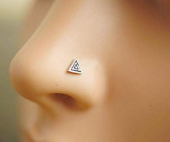 925 sterling Silver Trendy Antique oxidized nose pin for women and girl (Triangle)
