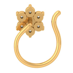 Yellow Gold Diamond Nose Pins for Woman & Girls (Flower)