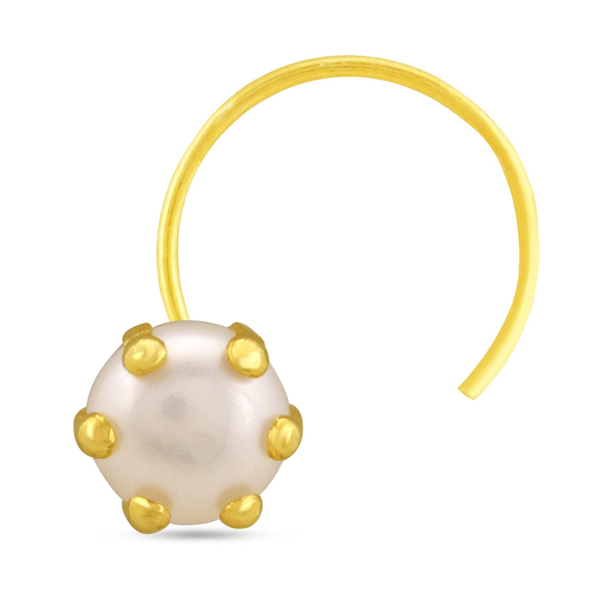 Yellow Gold Nose Pin For Women and Girls – White Pearl