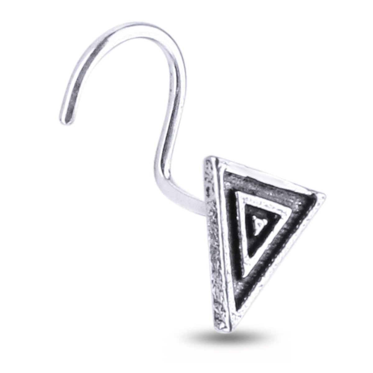 925 sterling Silver Trendy Antique oxidized nose pin for women and girl (Triangle)