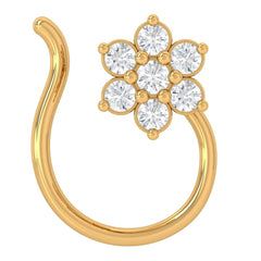 Yellow Gold Diamond Nose Pins for Woman & Girls (Flower)