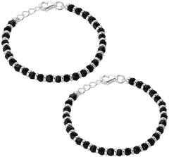 Black Bead Crystal Nazariya Bangle/Bracelet925 Sterling Silver (Chandi)