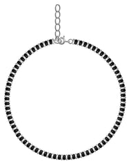 Pure Sterling Silver Anklets with Black Beads Crystals for Women 92.5 Pure Silver Anklets With (9 inch + Extension)