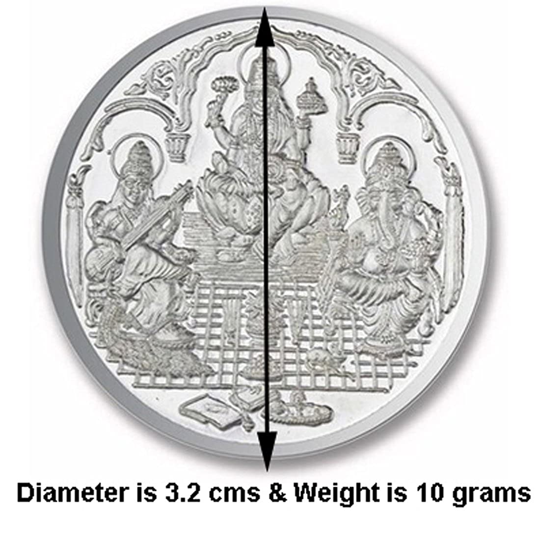 999 Pure Silver Coin 10 grams Ganesha Laxmi & Saraswati