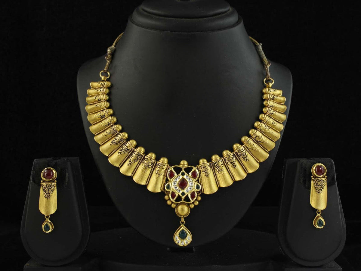 TRISHTY® 22KT Jadtar Necklace Set For Women