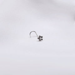 Oxidised Silver Tiny Flower Nose Pin