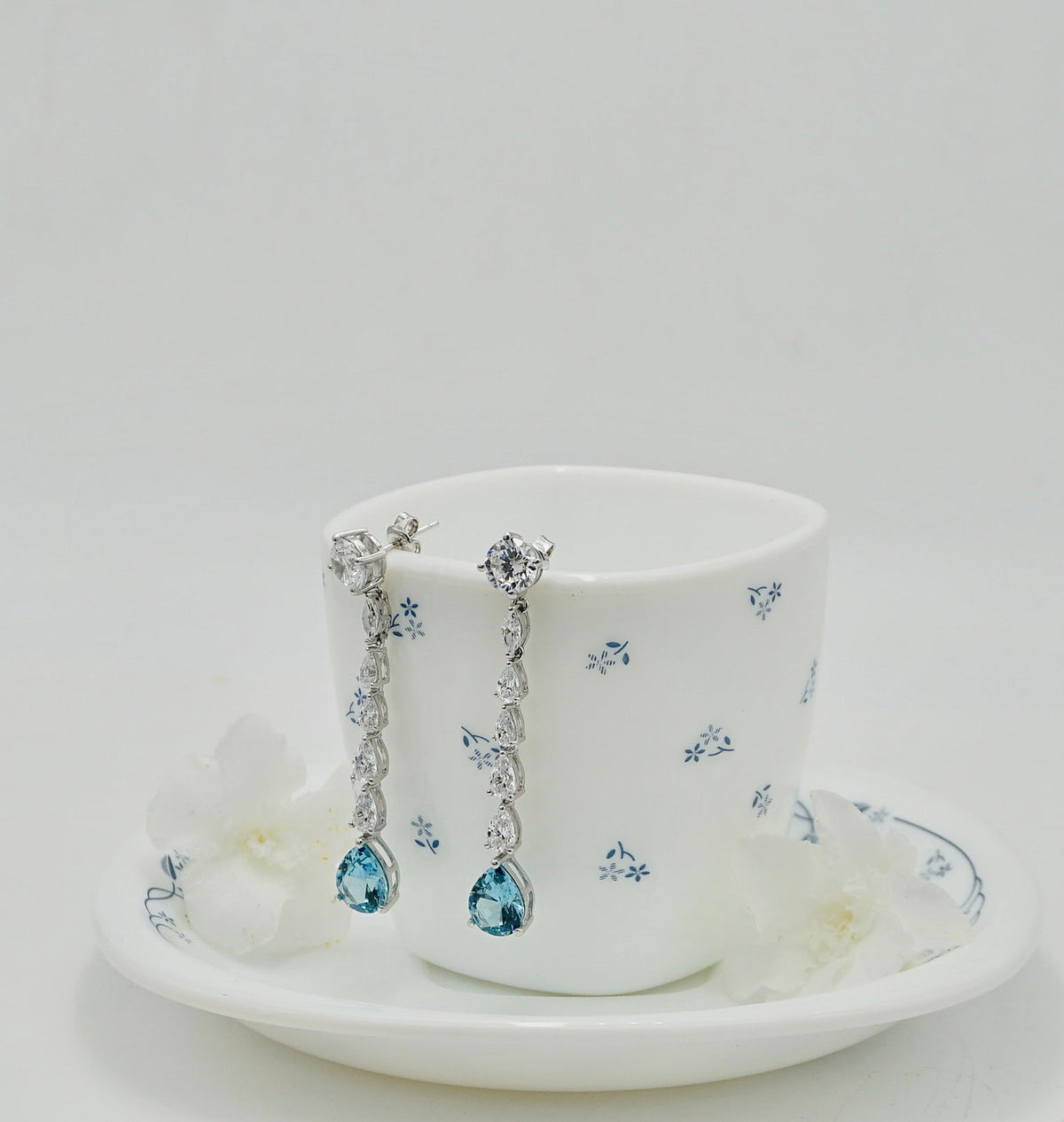 Silver Royal Blue Dangler Earrings
