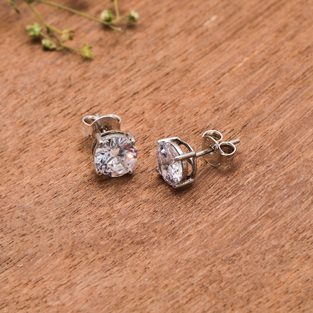 Solitaire 925 Silver Earrings