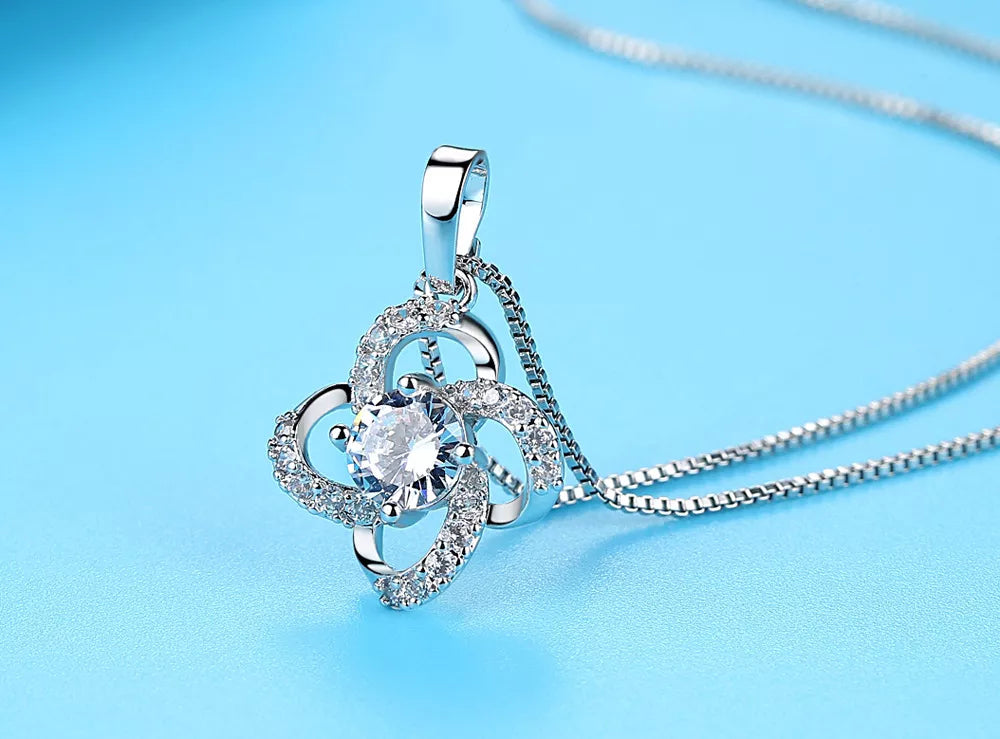 Sterling Silver Shimmer Flower Necklaces