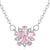 Sterling Silver Pink Zircon Flower Pendant with Link Chain
