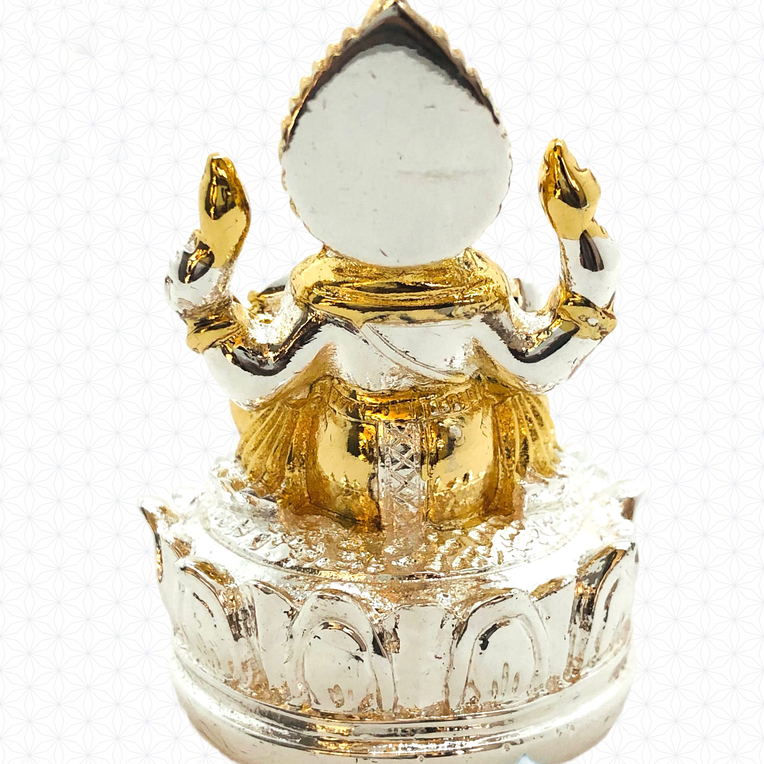 Silver & Gold Plated Shree Ganesh Idol / Murti for Puja Room, Temple, Meditation, Office, Business & Home Decoration Gift Collection