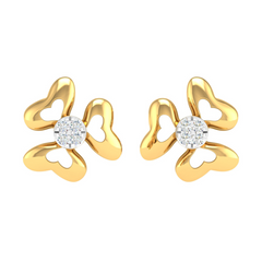 18KT YELLOW GOLD ORCHID BLOSSOM REAL DIAMOND EARRINGS