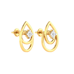 18KT YELLOW GOLD EYE DROP REAL DIAMOND EARRINGS